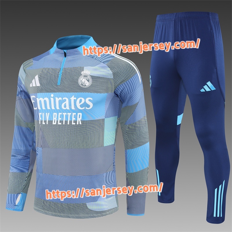 2025/2026 Real Madrid light blue Training suit set long sleeves