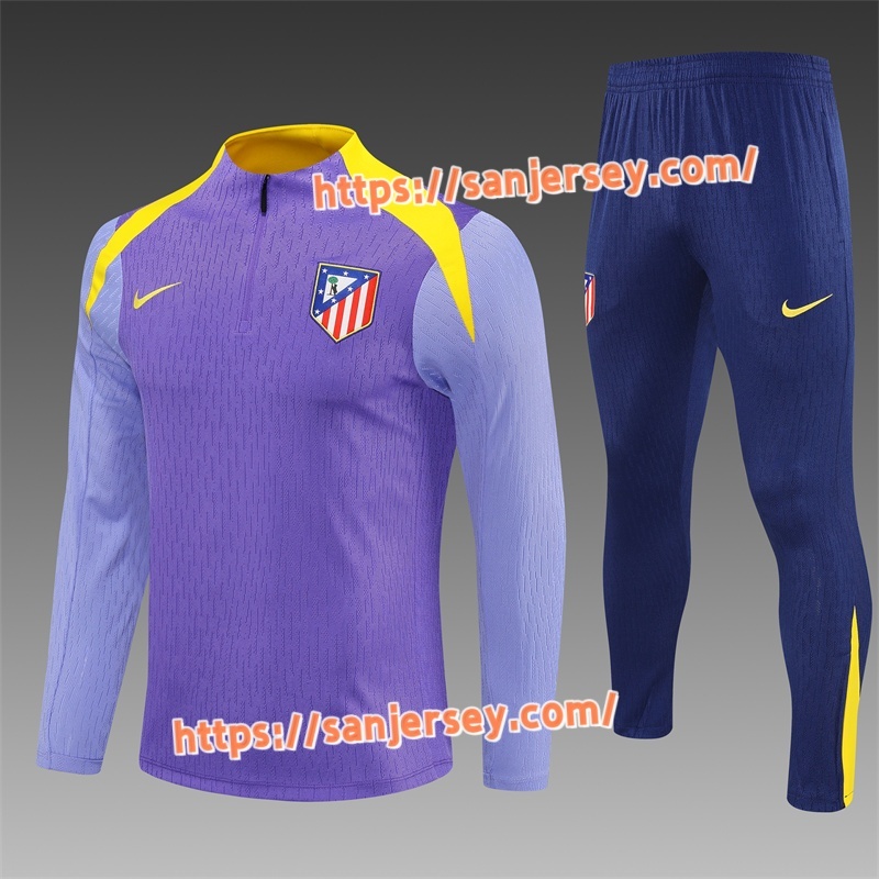 2025/2026 Club Atlético de Madrid Purple Training suit set long sleeves