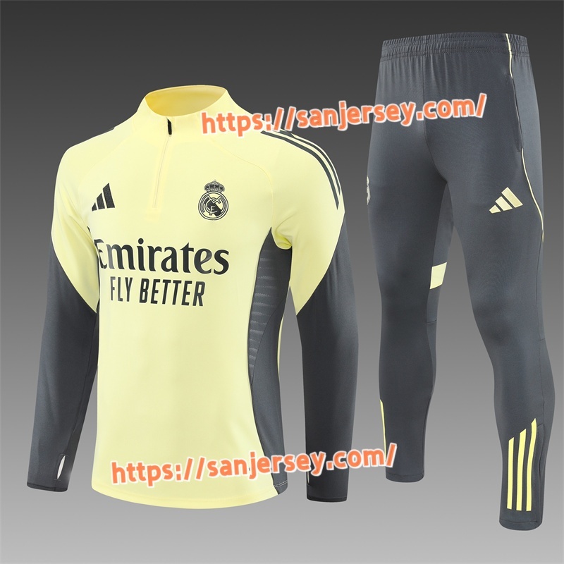 2025/2026 Real Madrid yellow Training suit set long sleeves