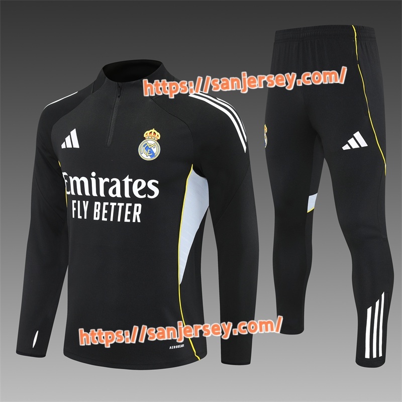 2025/2026 Real Madrid black Training suit set long sleeves