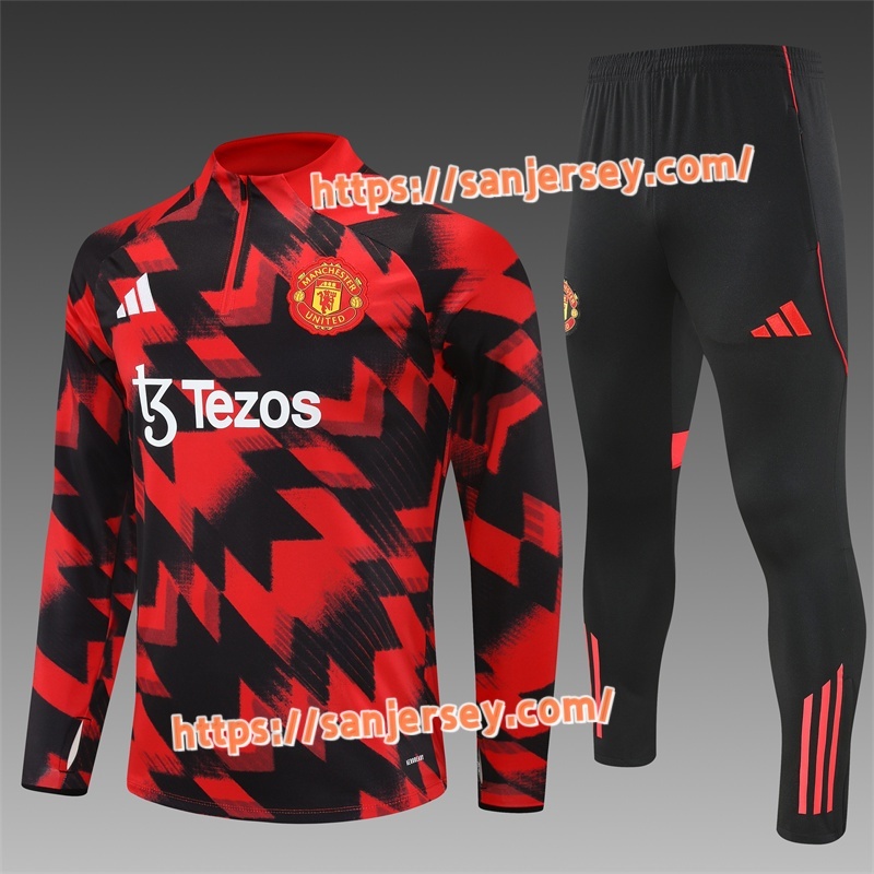 2025/2026 Manchester United Red Black [Camouflage] Training suit set long sleeves