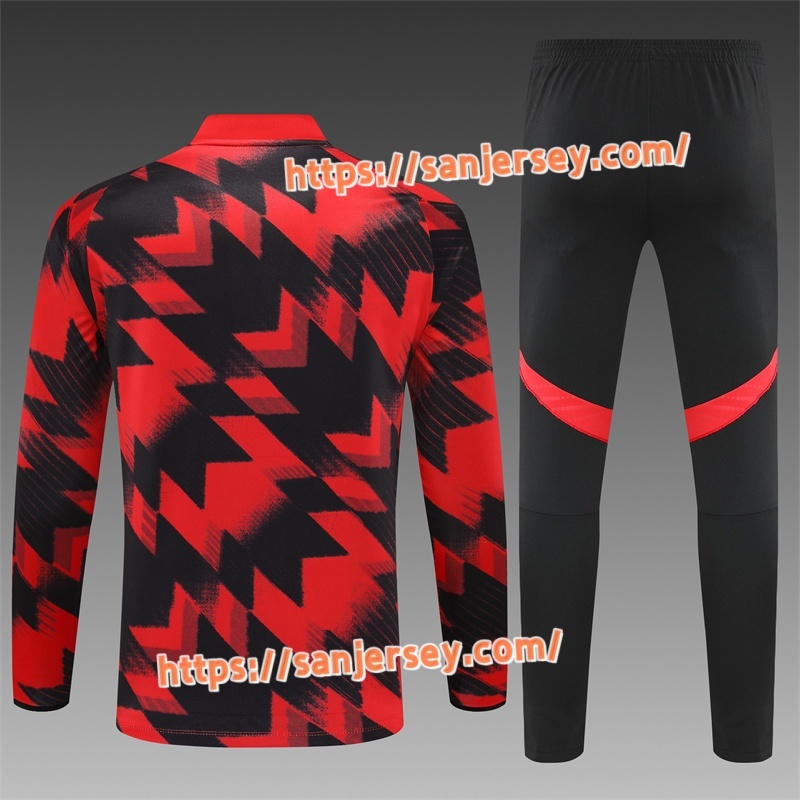 2025/2026 Manchester United Red Black [Camouflage] Training suit set long sleeves