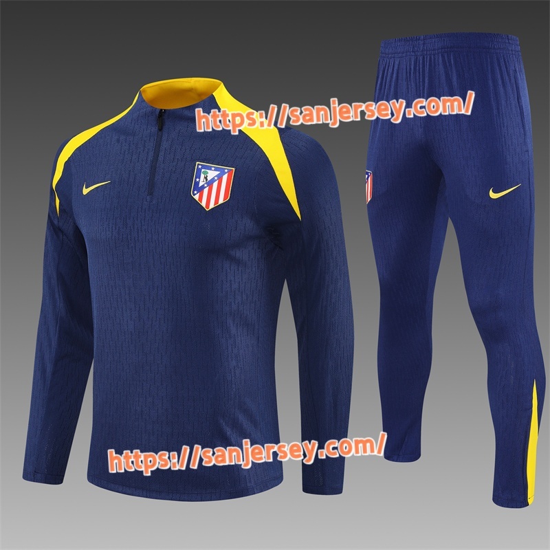 2025/2026 Club Atlético de Madrid blue Training suit set long sleeves