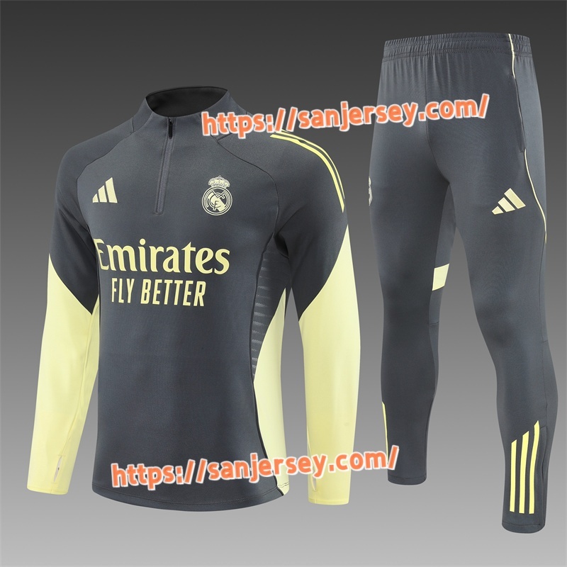 2025/2026 Real Madrid grey Training suit set long sleeves