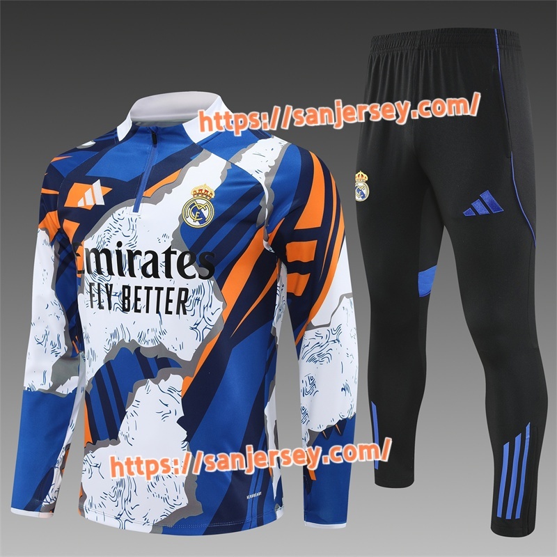 2025/2026 Real Madrid yellow Camouflage style Training suit set long sleeves