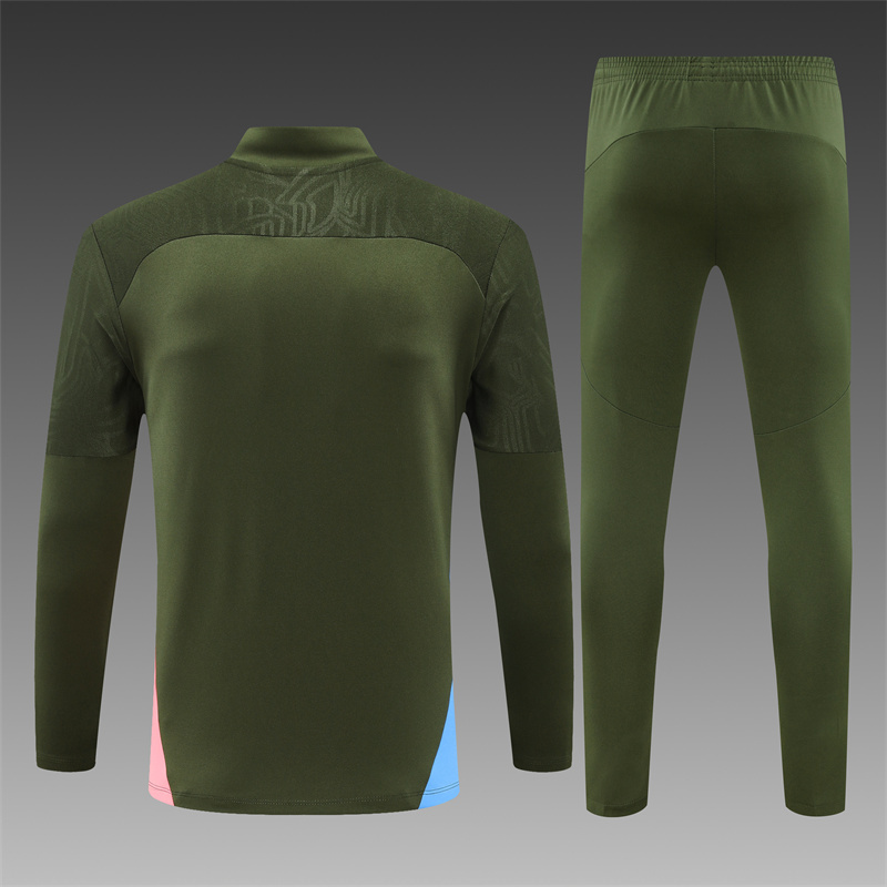 2024/2025 Manchester City Army Green Half-Pull Training Football Jersey