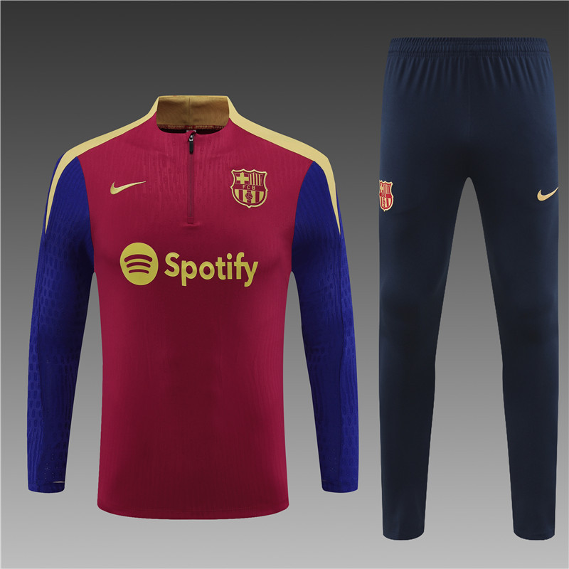 2024/2025 Barcelona Half-Pull Training Suit Red Football Shirt