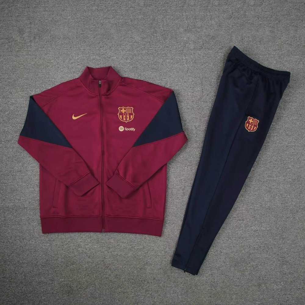2024/2025 Barcelona Long Zipped Jacket Training Suit Red Football Shirt