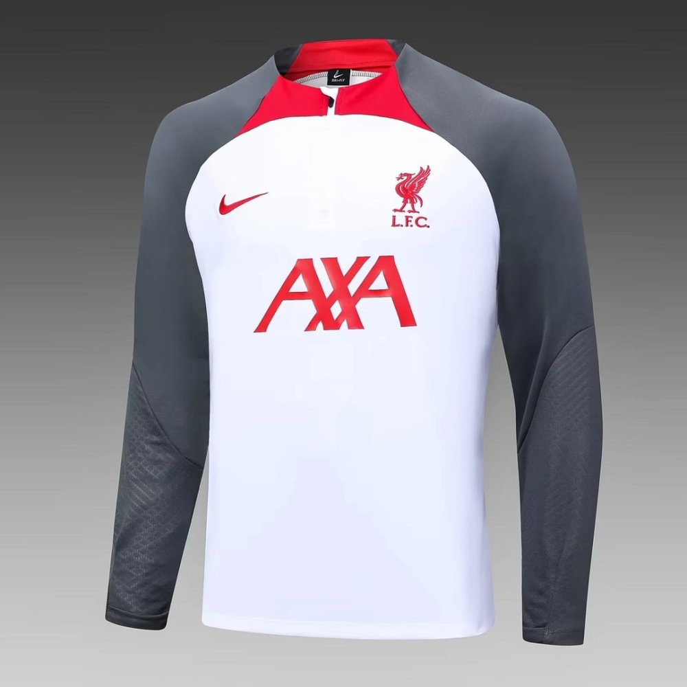 2023/2024 Liverpool Half-Pull Training Suit White Football Shirt