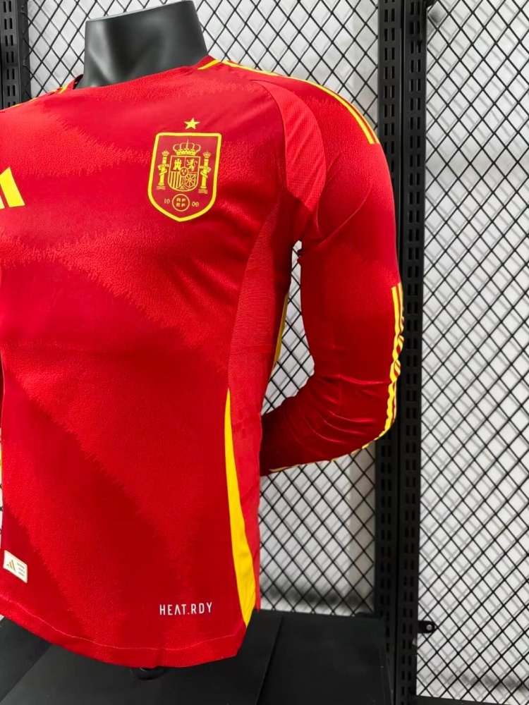 2024 Spain Long Sleeve Home Football Shirt（ Player Version ）