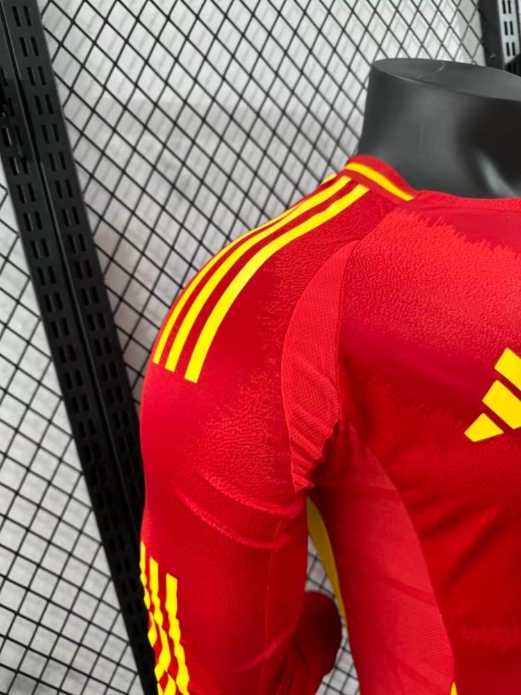 2024 Spain Long Sleeve Home Football Shirt（ Player Version ）