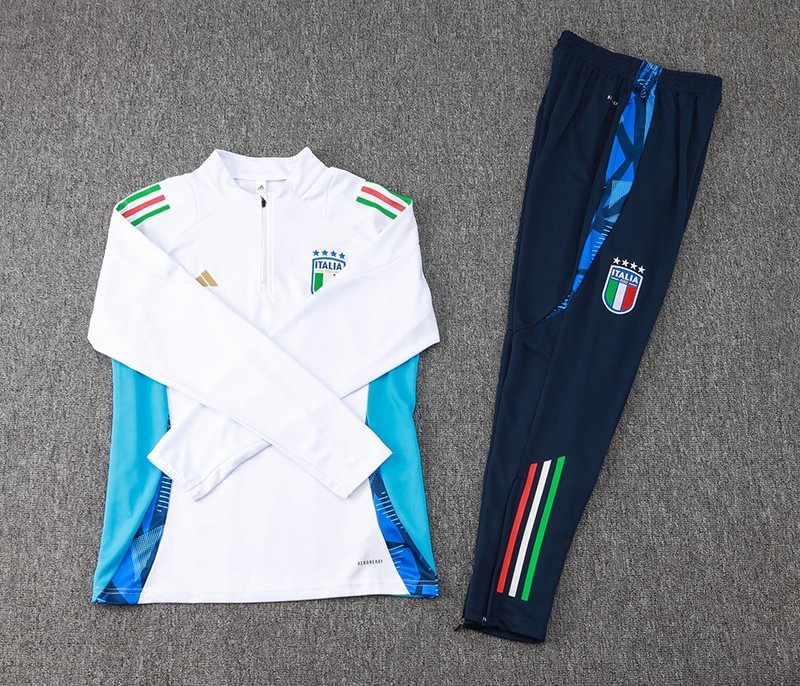 2024/2025 Italy Long Zipped Jacket Training Suit Blue Football Shirt