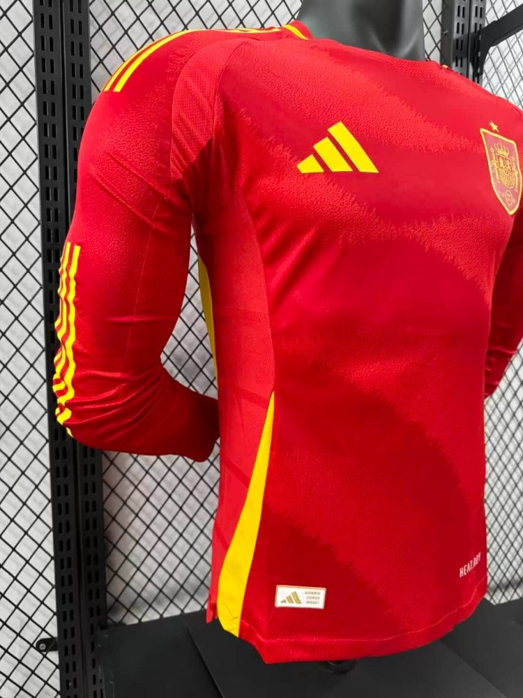 2024 Spain Long Sleeve Home Football Shirt（ Player Version ）