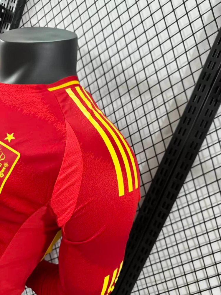 2024 Spain Long Sleeve Home Football Shirt（ Player Version ）