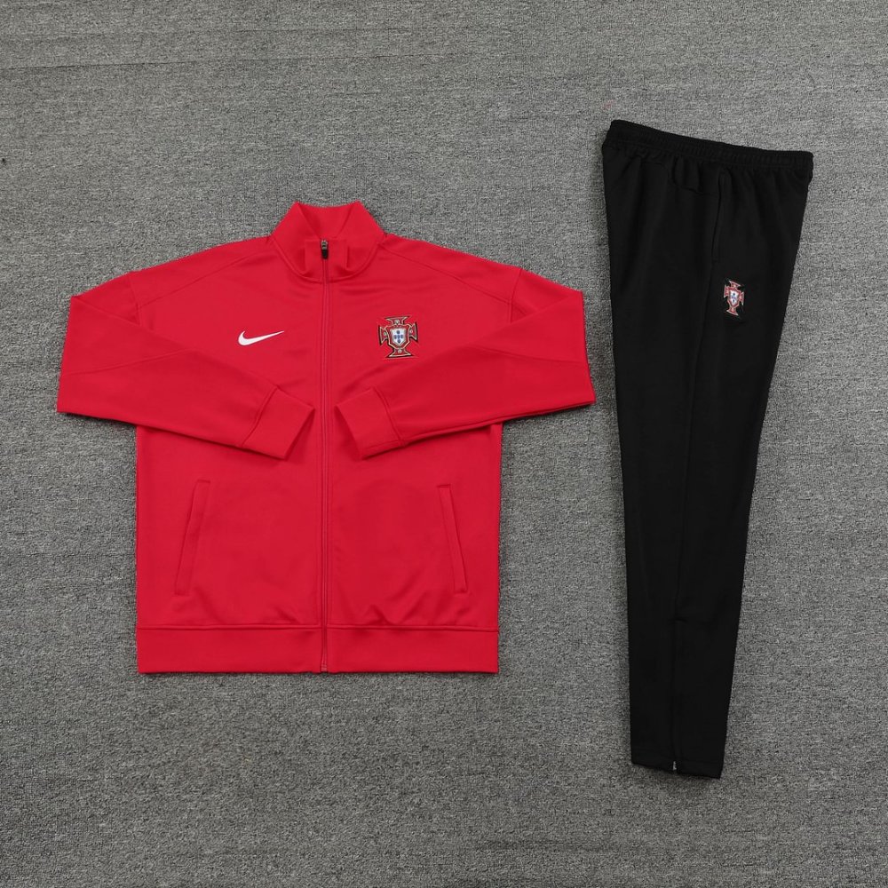 2024/2025 Portugal Long Zipped Jacket Training Suit Red Football Shirt