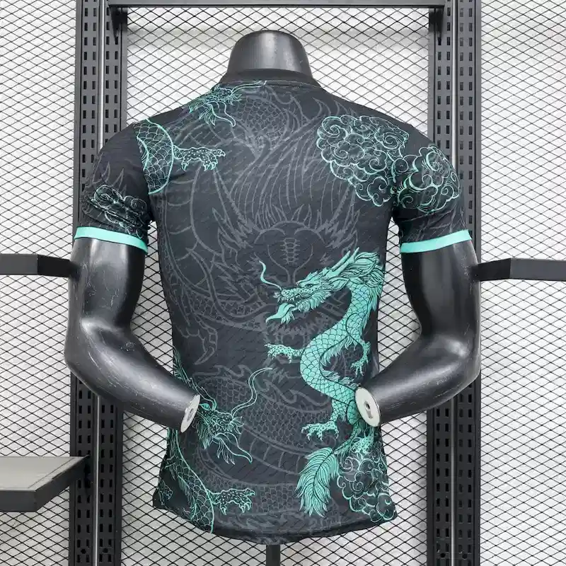 2025/2026 Player Version Real Madrid Black Green Dragon Edition Soccer Jersey