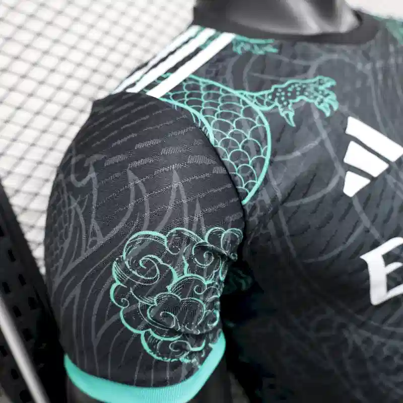 2025/2026 Player Version Real Madrid Black Green Dragon Edition Soccer Jersey