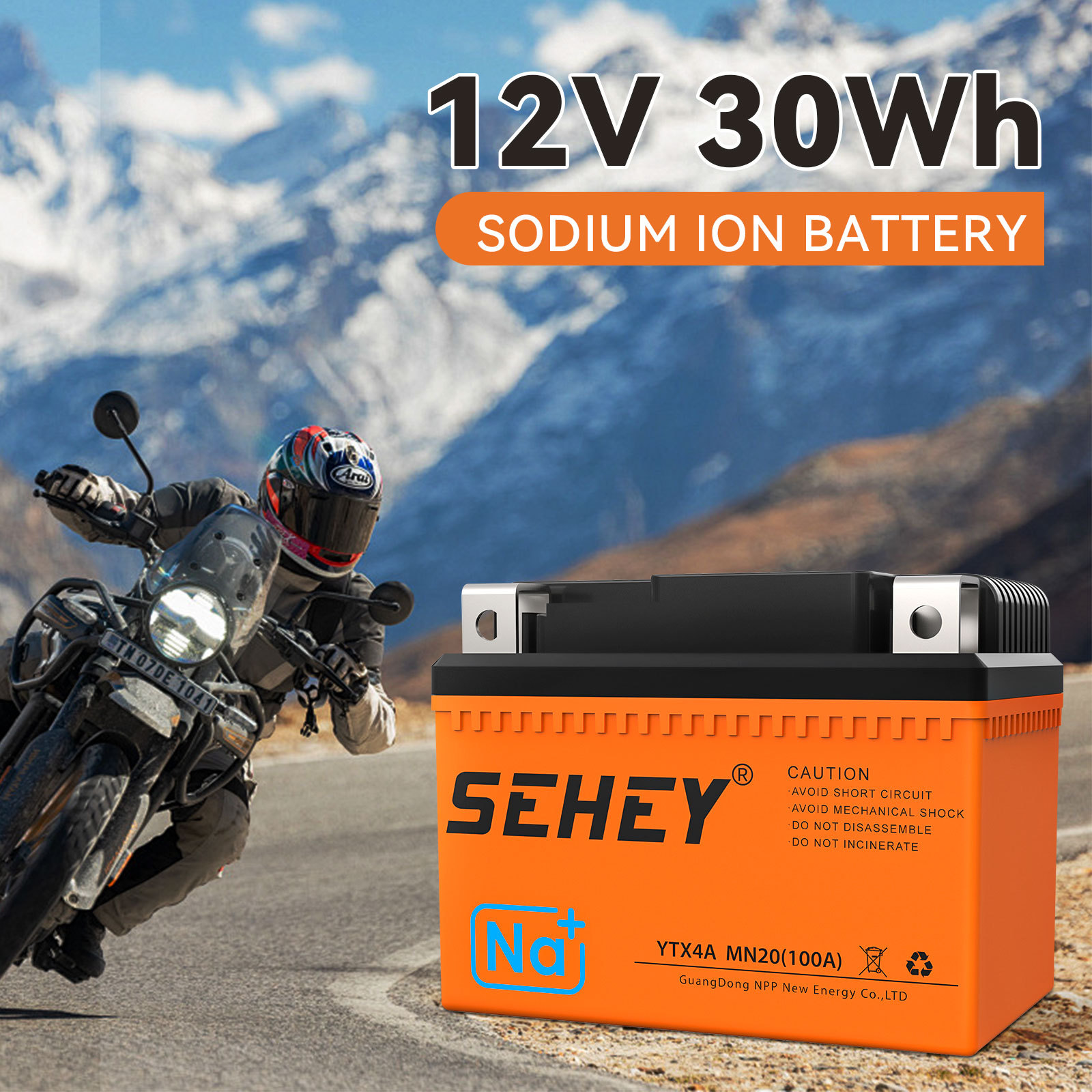 12V Motorcycle Starter Battery Sodium-ion Starter Battery High CCA Low Temperature