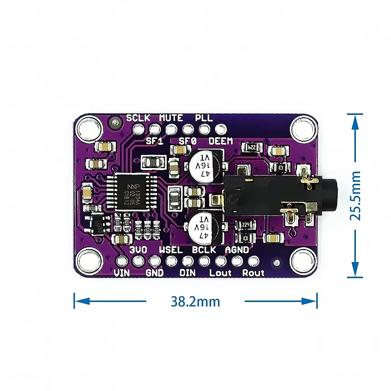 UDA1334A I2S DAC Module Audio Stereo Decoder UDA1334 Single-channel Stereo Decoder 3.3V - 5V DIY Level Output for Raspberry Pi