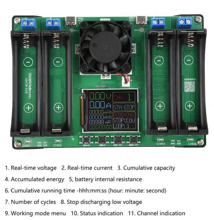 18650 Battery Capacity and Internal Resistance Tester