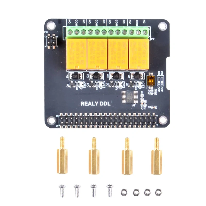 Raspberry Pi 4B 3B+ 2B Expansion Board 4 Channel Relay HAT DDL Relay Smart Home C Python Java Programmable Power Control Center