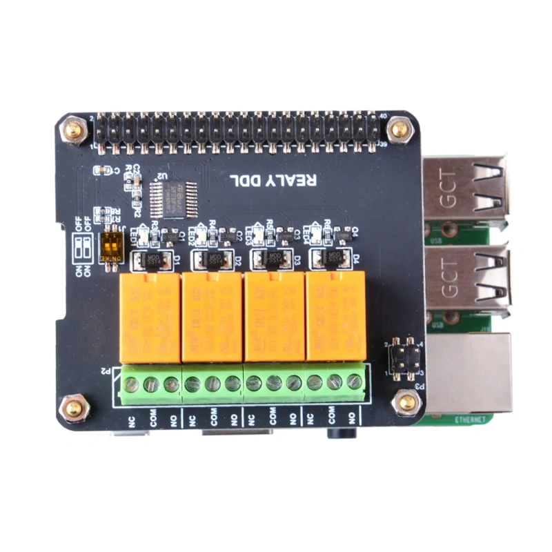 Raspberry Pi 4B 3B+ 2B Expansion Board 4 Channel Relay HAT DDL Relay Smart Home C Python Java Programmable Power Control Center