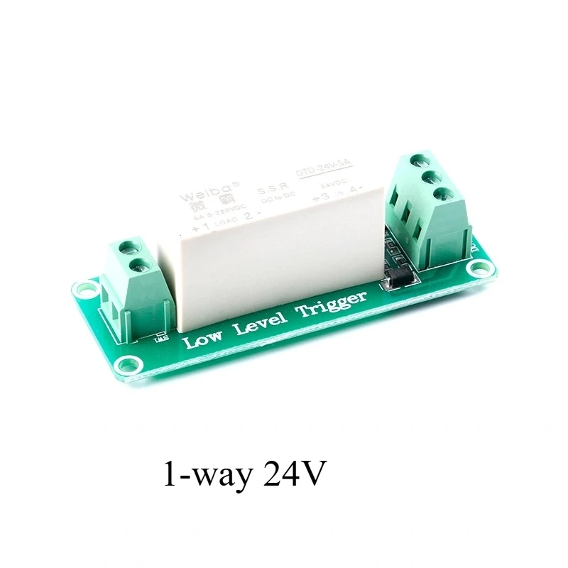 1 2 Channels 5V/12V/24V Low-level Trigger Solid State Relay Module DC-controlled DC Single-phase Device