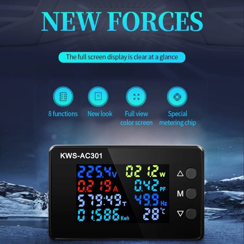 KWS-AC301 Digital Voltmeter Electricity Power Meter Wattmeter Energy Analyzers  AC 50-300V Voltage Detector 0-100A 50-60HZ