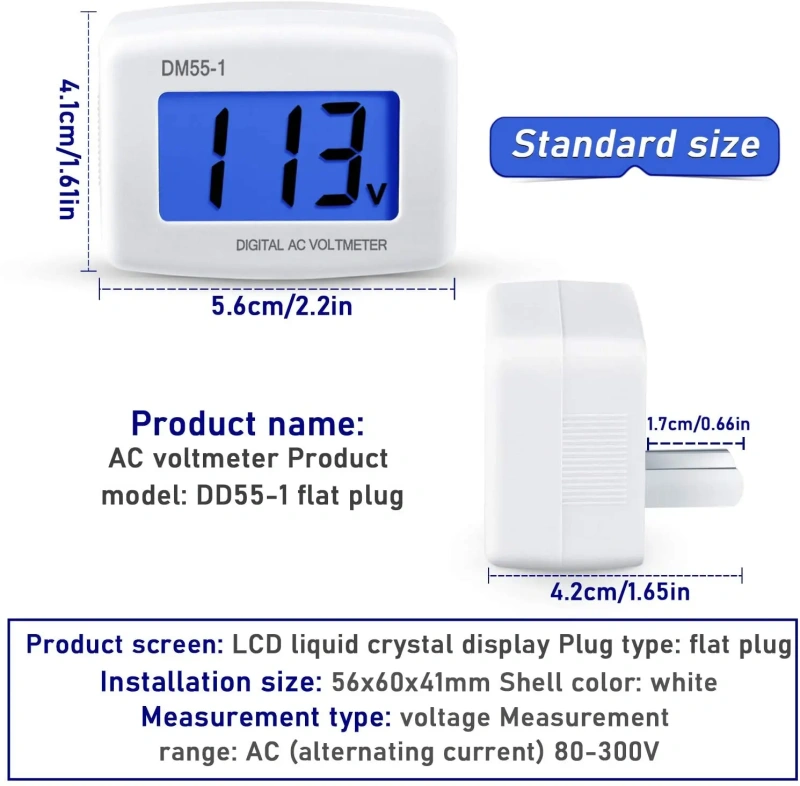 AC 110V 220V Digital Voltmeter EU US Plug Volt Meter Socket Voltage Tester LCD Display Voltage Meter Wall Flat Voltage Meter