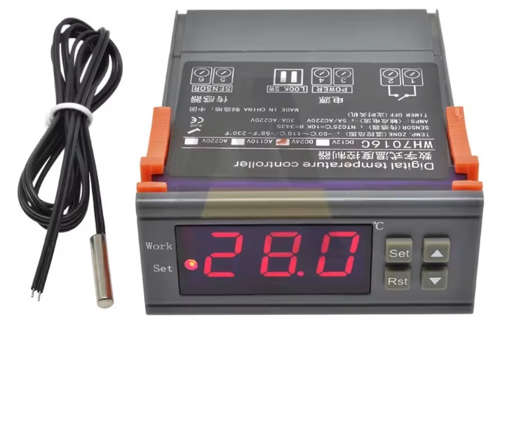 WH7016C Digital LCD Thermostat Regulator Temperature Controller With NTC Sensor