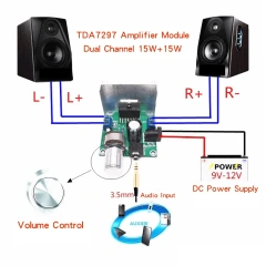Mini 2 Channel Audio Amplifier Board Tda7297 Amplifier Board Amplifier Board Dual Channel Noiseless 12v Finished Amplifier Board