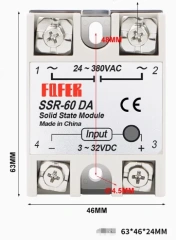 SSR-10DA SSR-25DA SSR-40DA SSR-90DA 10A 25A 40A 50A 60A 70A Solid State Relay Module 3-32V Input DC 24-380V AC