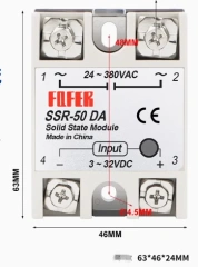 SSR-10DA SSR-25DA SSR-40DA SSR-90DA 10A 25A 40A 50A 60A 70A Solid State Relay Module 3-32V Input DC 24-380V AC