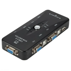 KVM Switch VGA USB 2.0 Switch Adapter Shared Controller 4 Input 1 Output For Computer Projector Printer Keyboard Mouse KVM cable