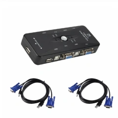 KVM Switch VGA USB 2.0 Switch Adapter Shared Controller 4 Input 1 Output For Computer Projector Printer Keyboard Mouse KVM cable