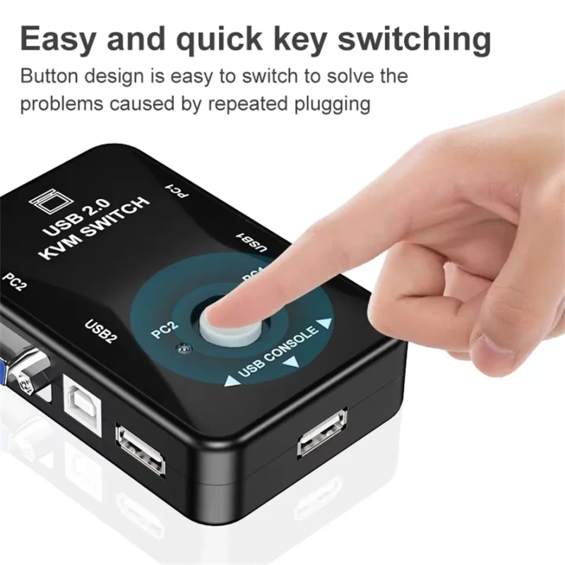 KVM Switch VGA USB 2.0 Switch Adapter Shared Controller 4 Input 1 Output For Computer Projector Printer Keyboard Mouse KVM cable