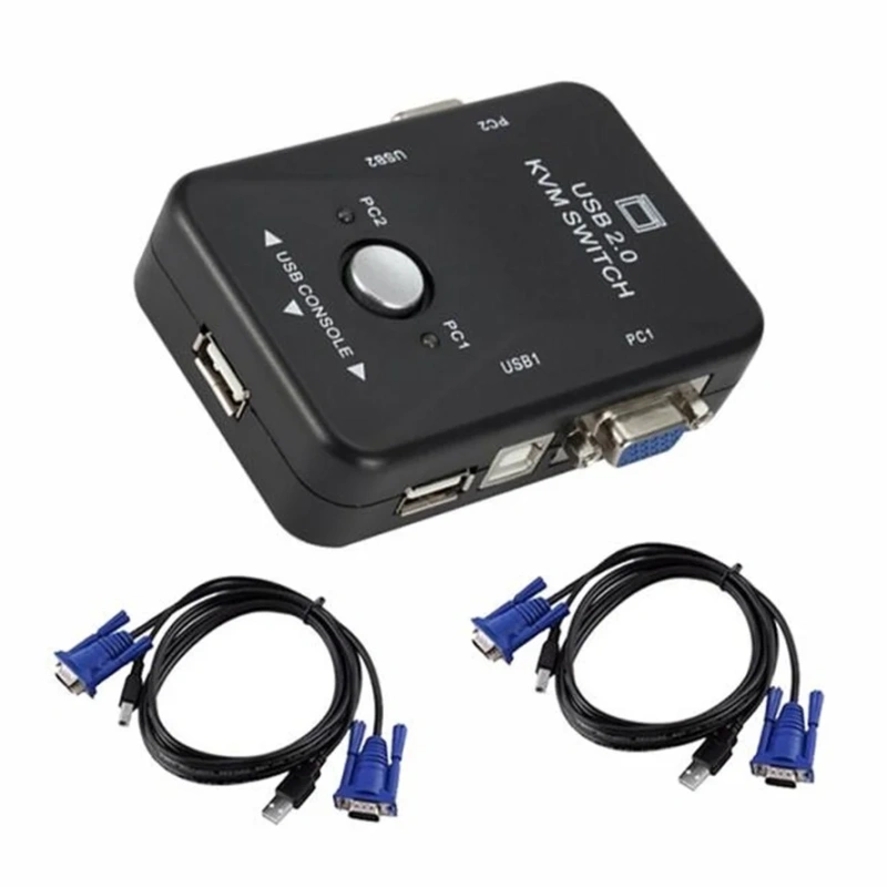 KVM Switch VGA USB 2.0 Switch Adapter Shared Controller 4 Input 1 Output For Computer Projector Printer Keyboard Mouse KVM cable