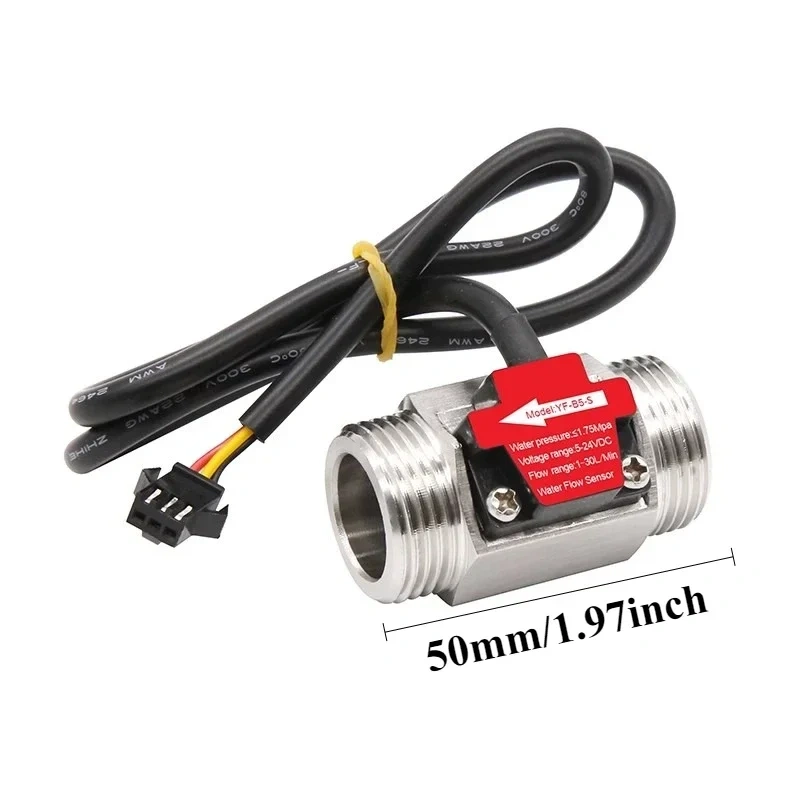 Hall effect flowmeter sensor, stainless steel liquid flowmeter, industrial sensor pipeline