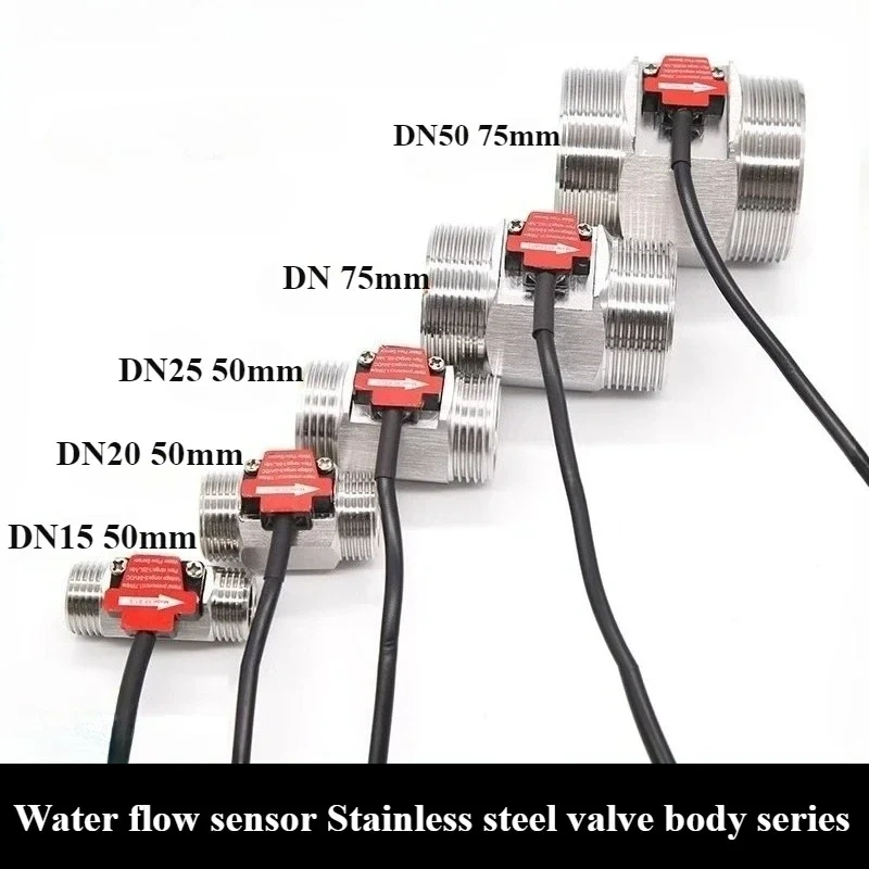Hall effect flowmeter sensor, stainless steel liquid flowmeter, industrial sensor pipeline