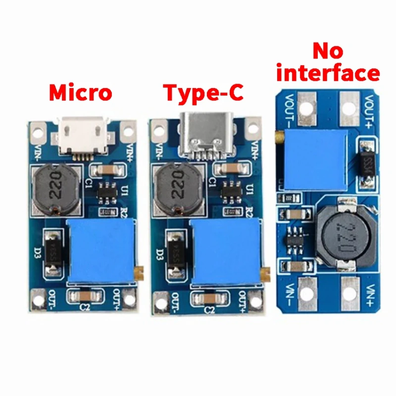 1PC MT3608 DC-DC Adjustable Boost Module 2A Boost Plate Step Up Module with/without MICRO USB Maximum Output 28V 2A