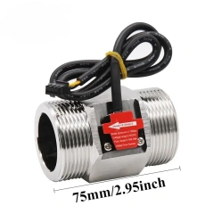Hall effect flowmeter sensor, stainless steel liquid flowmeter, industrial sensor pipeline