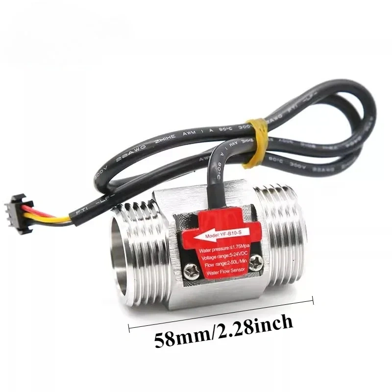 Hall effect flowmeter sensor, stainless steel liquid flowmeter, industrial sensor pipeline