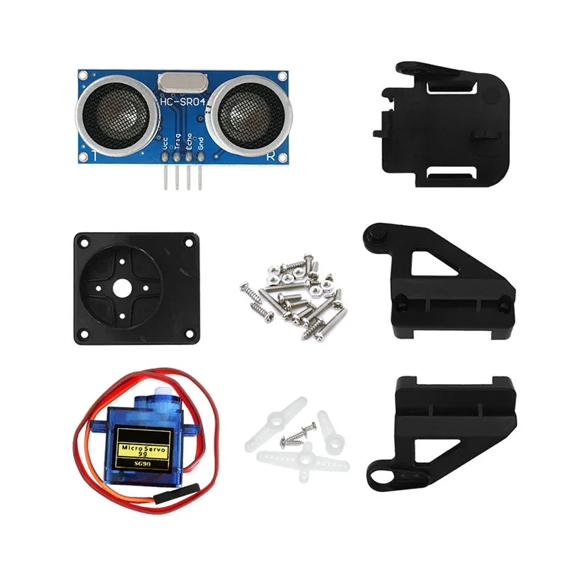 Single-chip Microcomputer Car Ultrasonic Ranging Obstacle Avoidance Module Gimbal Kit Steering Gear and Bracket Robot
