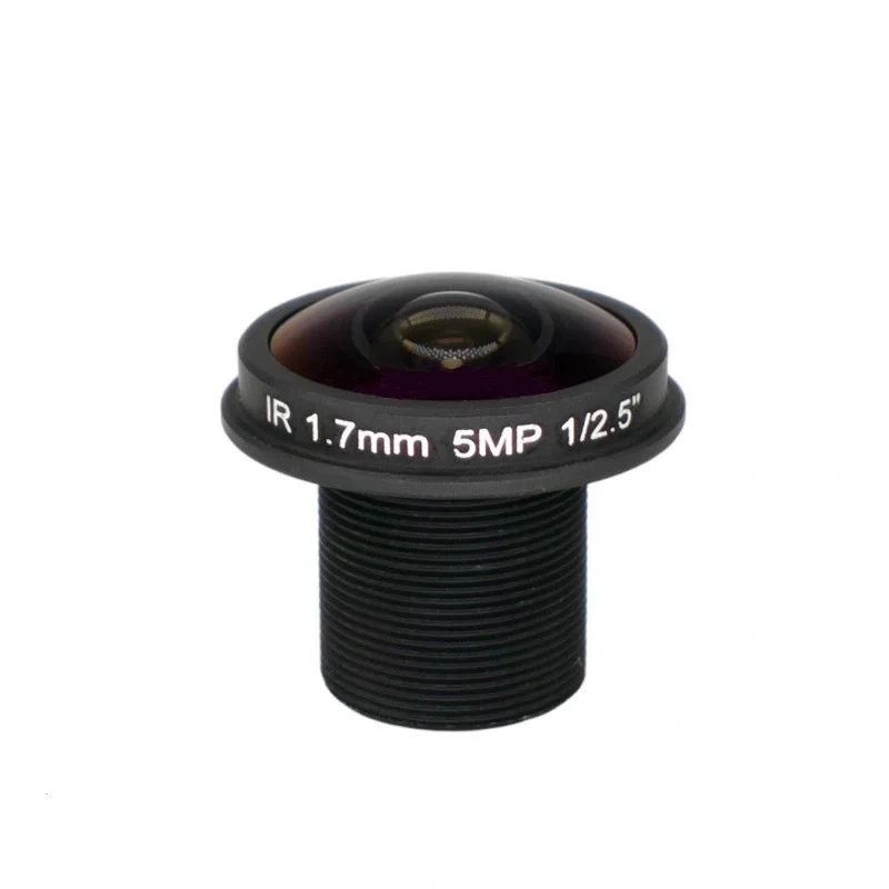 Panoramic wide-angle lens  focal length 1.7mm and 1.8mm, high-definition 5-megapixel M12 fisheye camera lens