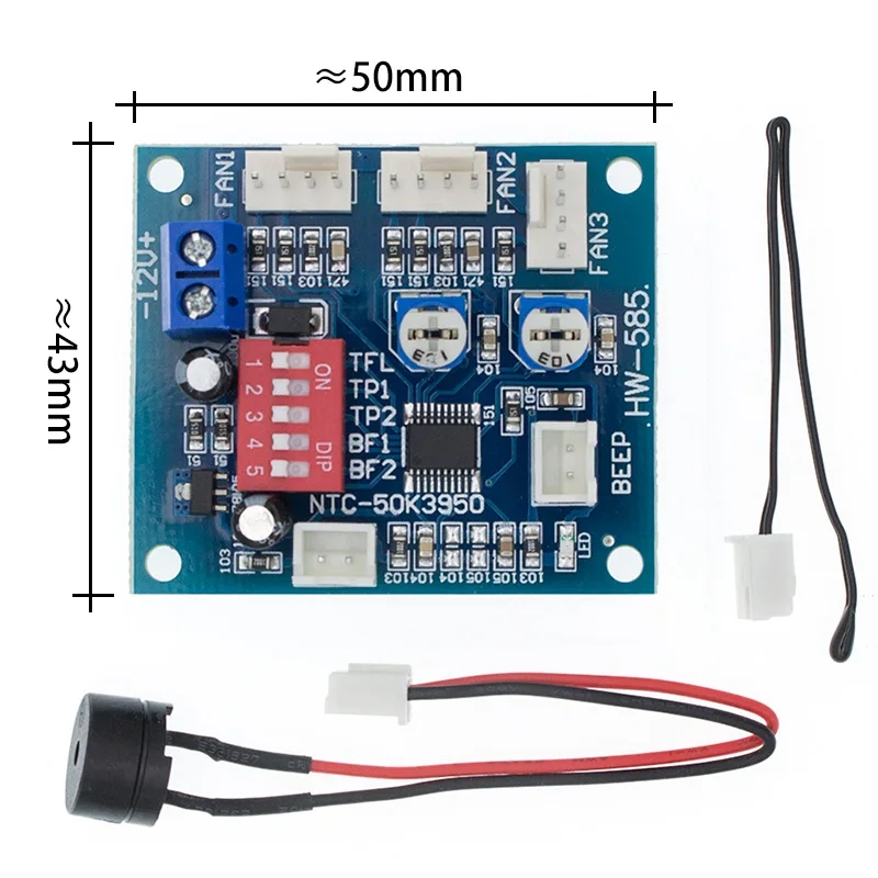 DC 12V 5A PWM PC CPU Fan Temperature Control Speed Controller Board Speed Controller Temperature Probe Buzzle