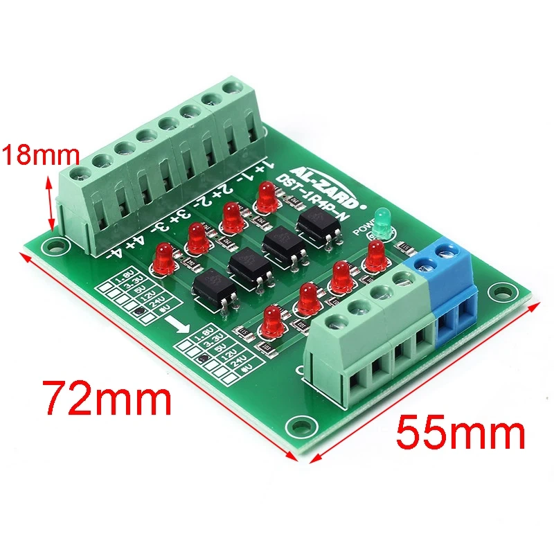 AL-ZARD Optocoupler Isolation Board Voltage Converter Isolated Module PLC Signal Level Board NPN Output 1.8V 3.3V 5V 12V 24V