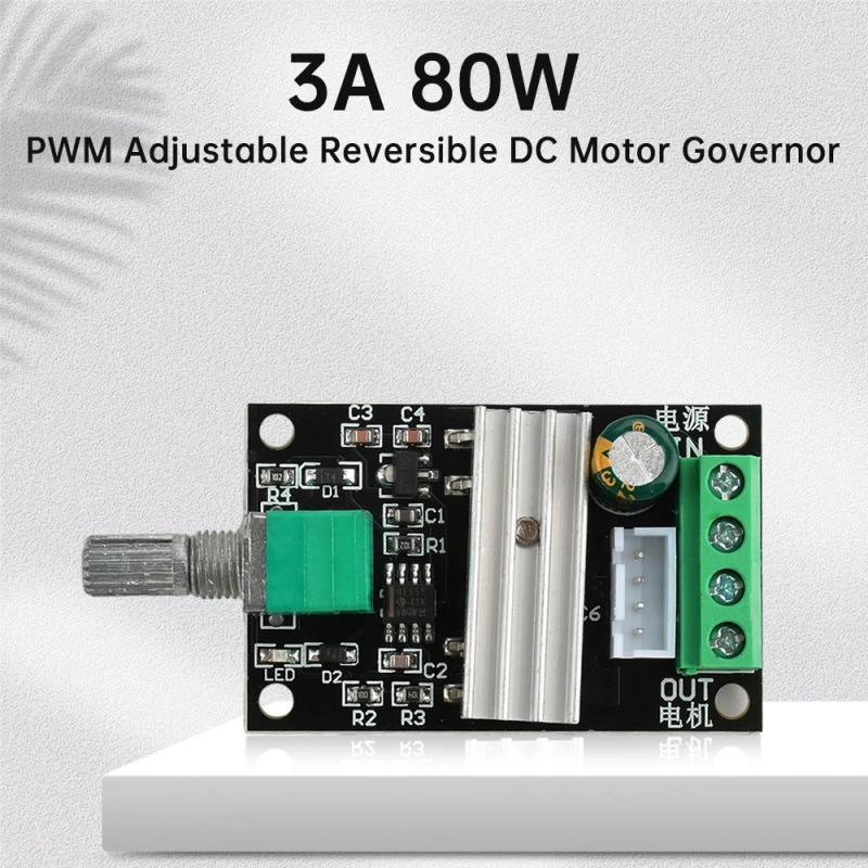 DC 6V 12V 24V 28V 3A 80W PWM Motor Speed Controller Adjustable Speed DC Motor Driver Forward Reverse Switch