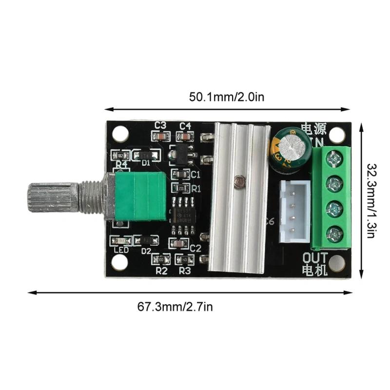 DC 6V 12V 24V 28V 3A 80W PWM Motor Speed Controller Adjustable Speed DC Motor Driver Forward Reverse Switch