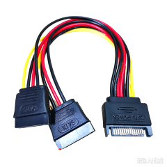 SATA 15 Pin Male to 2*15 Pin Female Power Splitter Harness