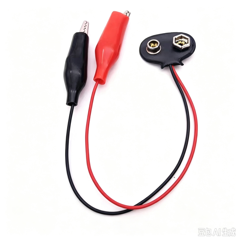 9V Battery Buckle to Crocodile Clip Cable